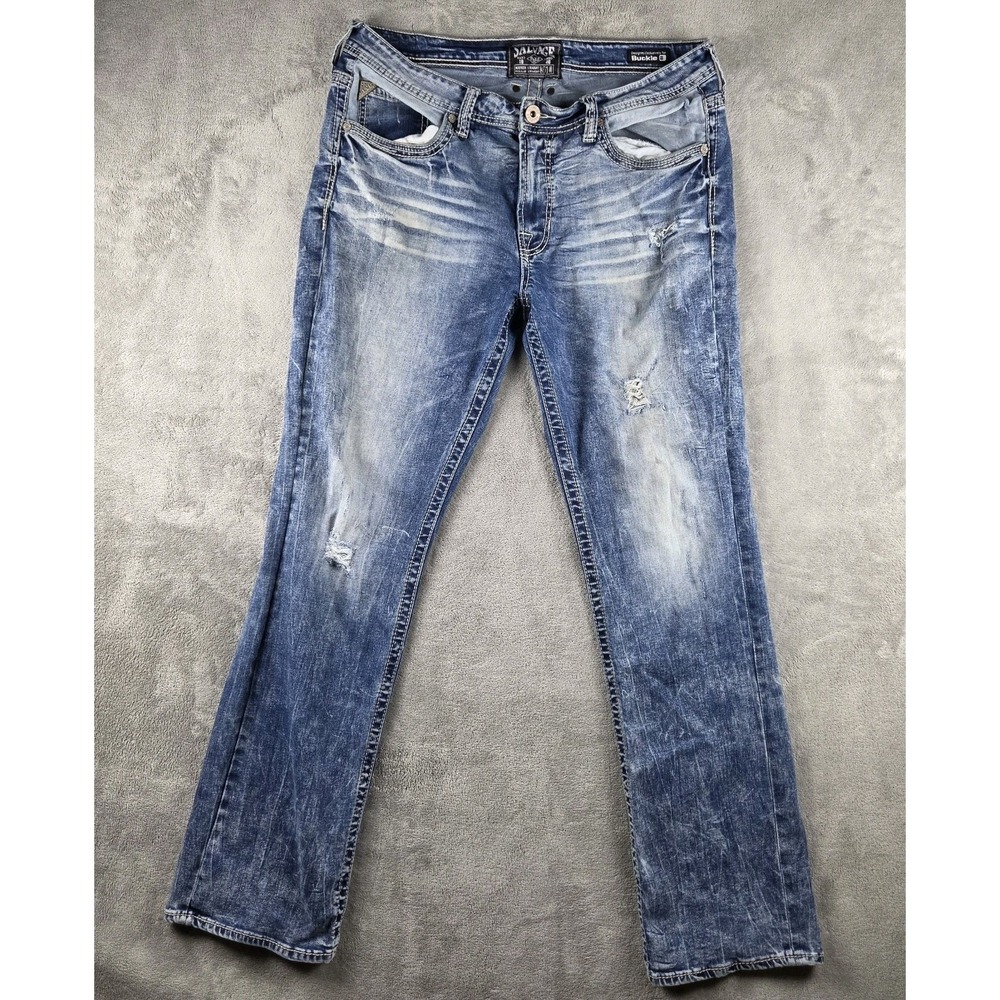 Buckle Salvage Mayhem Straight Jeans Men's 36 (36x34) Stretch Distressed